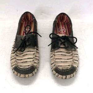 Womens Tony Lama Lindale Lace-up Boat Shoes. Sz 9. Black/Cream. Worn Once